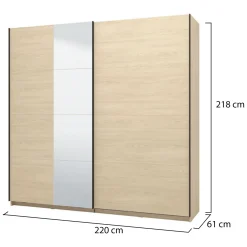 Guardaroba Grande Marrone Rovere Nero Appendiabiti 2 Ripiani 220x217.5h cm, 4 Vani - Palestro