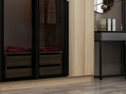 Guardaroba Grande Marrone Rovere Nodi 2 Ripiani Appendiabiti 245x217.5h cm, 2 Ante - Resiutta