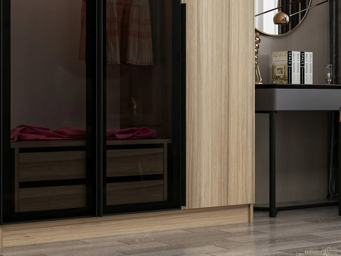 Guardaroba Grande Marrone Rovere Nodi 2 Ripiani Appendiabiti 245x217.5h cm, 2 Ante - Resiutta