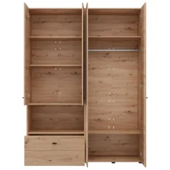 Guardaroba Grande Marrone Rovere Nodi Nero 4 Ripiani un Cassetto 182.5x210.5h cm, Appendiabiti - Rifreddo