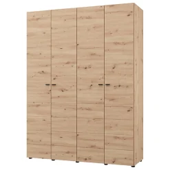 Guardaroba Grande Marrone Rovere Nodi Nero Appendiabiti 2 Ripiani 155x208h cm, 4 Vani - Soris