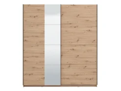 Guardaroba Grande Marrone Rovere Nodi Nero Appendiabiti 2 Ripiani 195x217.5h cm, Apertura Scorrevole - Siri