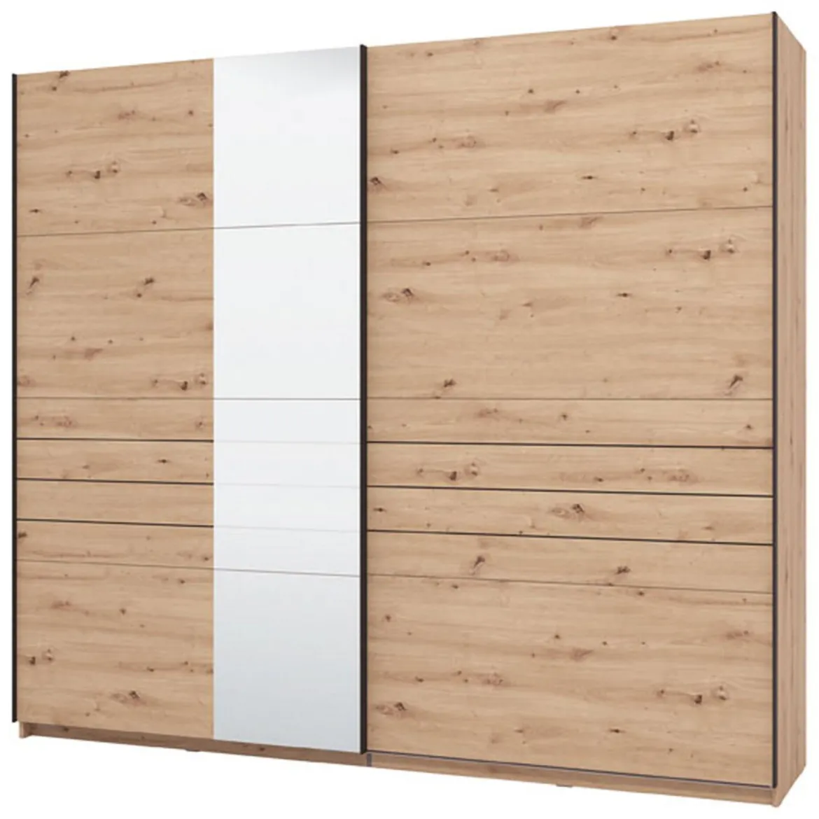 Guardaroba Grande Marrone Rovere Nodi Nero Appendiabiti 2 Ripiani 245x217.5h cm, Apertura Scorrevole - Peio