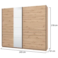 Guardaroba Grande Marrone Rovere Nodi Nero Appendiabiti 2 Ripiani 245x217.5h cm, Apertura Scorrevole - Peio