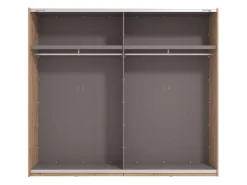 Guardaroba Grande Marrone Rovere Nodi Nero Appendiabiti 2 Ripiani 245x217.5h cm, Apertura Scorrevole - Peio