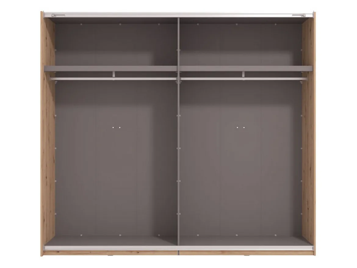 Guardaroba Grande Marrone Rovere Nodi Nero Appendiabiti 2 Ripiani 245x217.5h cm, Apertura Scorrevole - Peio