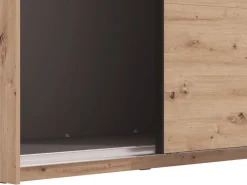 Guardaroba Grande Marrone Rovere Nodi Nero Appendiabiti 2 Ripiani 245x217.5h cm, Apertura Scorrevole - Peio