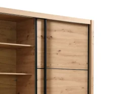 Guardaroba Grande Marrone Rovere Nodi Nero Appendiabiti 5 Ripiani 166x215.5h cm, Apertura Scorrevole - Musso