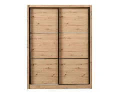 Guardaroba Grande Marrone Rovere Nodi Nero Appendiabiti 5 Ripiani 166x215.5h cm, Apertura Scorrevole - Musso