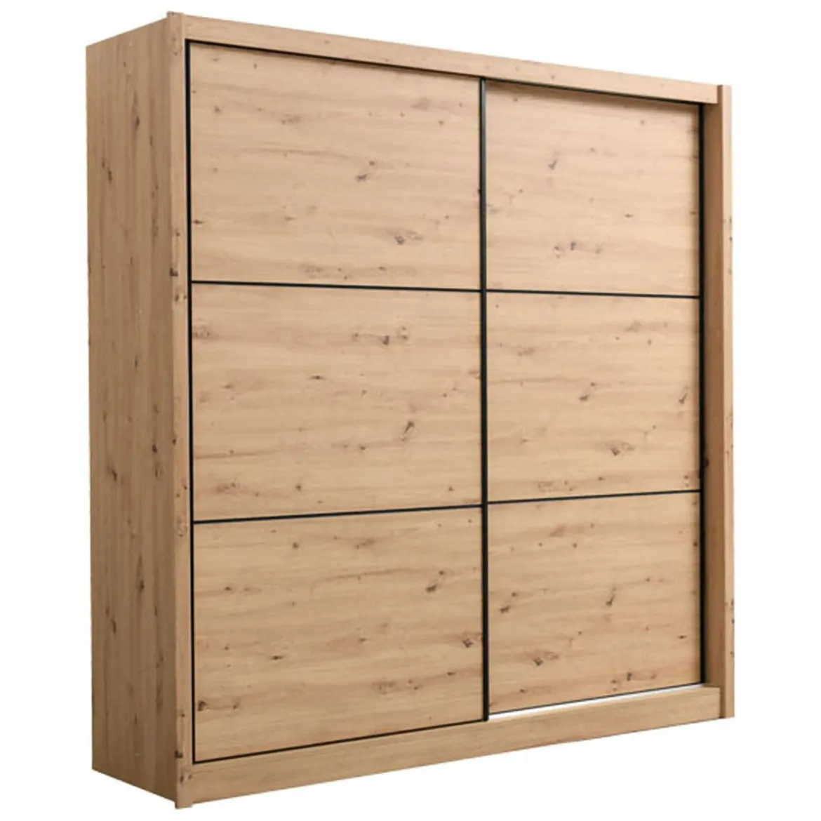 Guardaroba Grande Marrone Rovere Nodi Nero Appendiabiti 5 Ripiani 213x215.5h cm, Apertura Scorrevole - Godrano