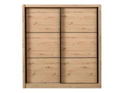 Guardaroba Grande Marrone Rovere Nodi Nero Appendiabiti 5 Ripiani 213x215.5h cm, Apertura Scorrevole - Godrano