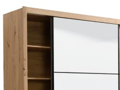 Guardaroba Grande Marrone Rovere Nodi Nero Appendiabiti 5 Ripiani 213x215.5h cm, Apertura Scorrevole - Pelago