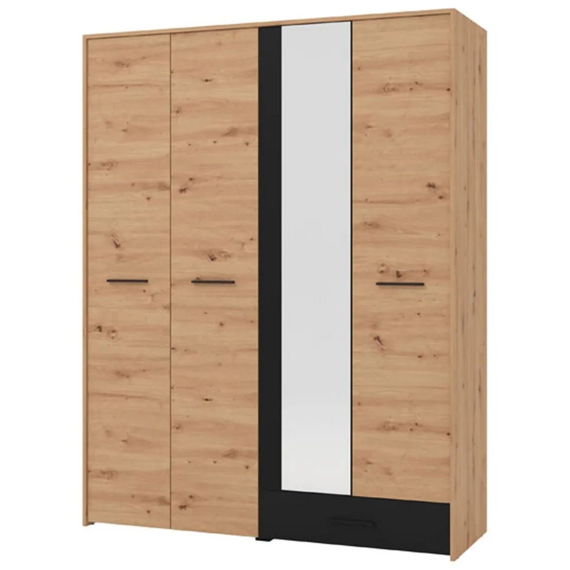 Guardaroba Grande Marrone Rovere Nodi Trasparente Appendiabiti 8 Ripiani 217x210h cm, Apertura Scorrevole - Soncino