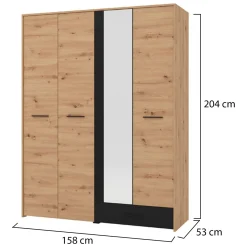 Guardaroba Grande Marrone Rovere Nodi Trasparente Appendiabiti 8 Ripiani 217x210h cm, Apertura Scorrevole - Soncino