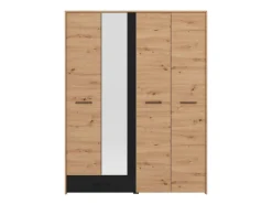 Guardaroba Grande Marrone Rovere Nodi Trasparente Appendiabiti 8 Ripiani 217x210h cm, Apertura Scorrevole - Soncino