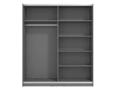 Guardaroba Grande Nero Antracite 5 Ripiani Appendiabiti 179x210h cm, 2 Ante - Cerchio