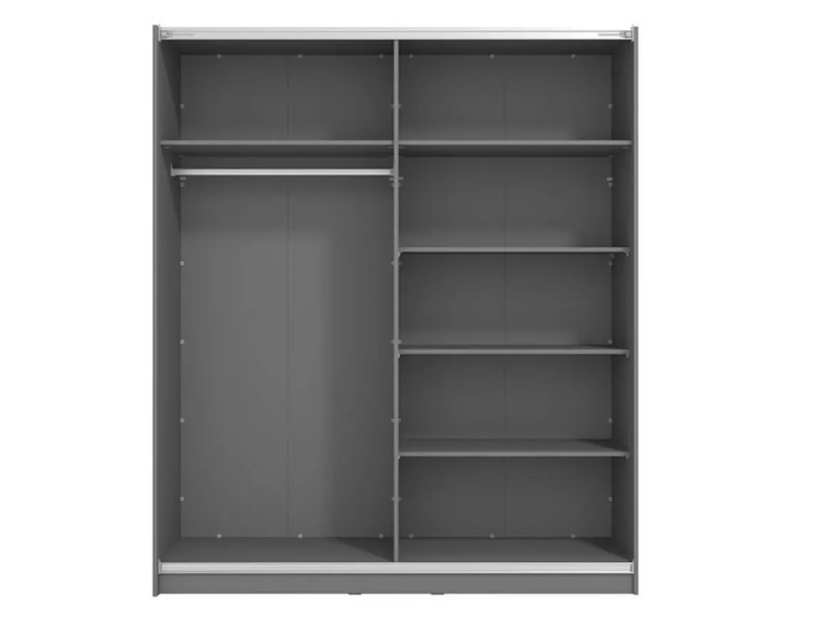 Guardaroba Grande Nero Antracite 5 Ripiani Appendiabiti 179x210h cm, 2 Ante - Cerchio
