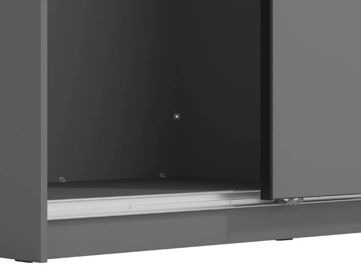 Guardaroba Grande Nero Antracite 5 Ripiani Appendiabiti 179x210h cm, 2 Ante - Cerchio
