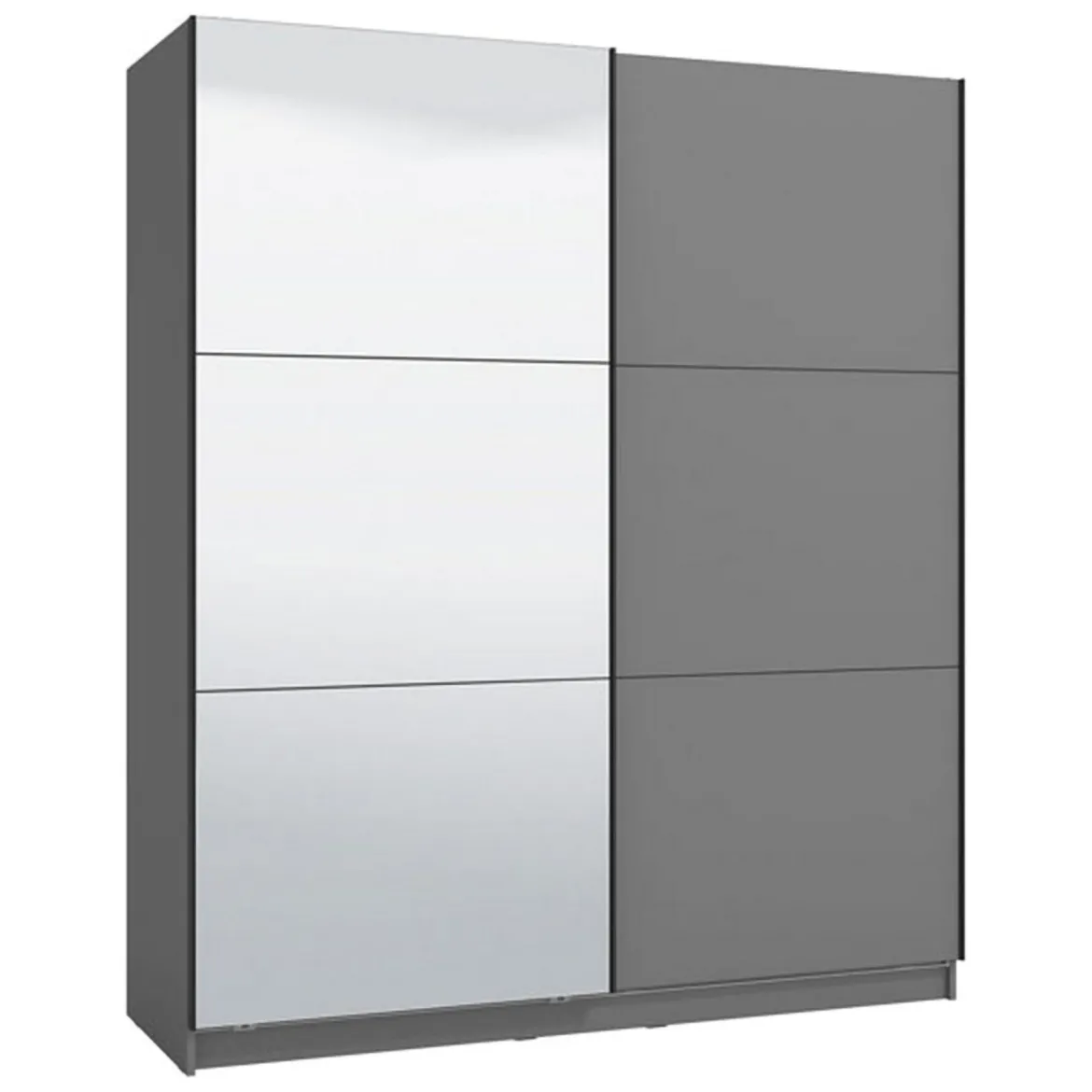 Guardaroba Grande Nero Antracite 5 Ripiani Appendiabiti 179x210h cm, 2 Ante - Verzino