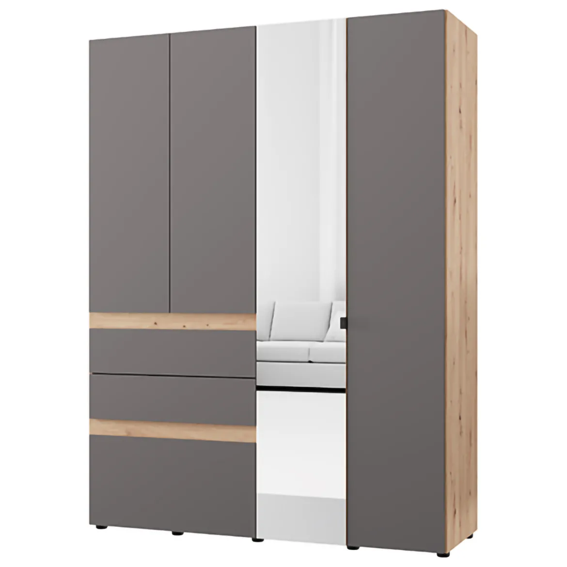 Guardaroba Grande Nero Antracite Nero Fume Appendiabiti 10 Ripiani 270x210h cm, 6 Ante - Nogaro