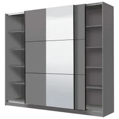 Guardaroba Grande Nero Antracite Trasparente Appendiabiti 8 Ripiani 236.5x210h cm, Apertura Scorrevole - Sorgono