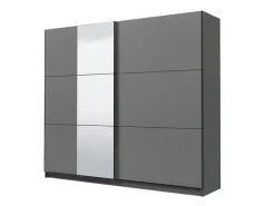 Guardaroba Grande Nero Antracite Trasparente Appendiabiti 8 Ripiani 236.5x210h cm, Apertura Scorrevole - Sorgono