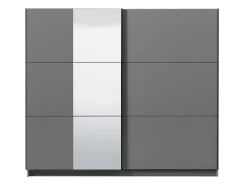 Guardaroba Grande Nero Antracite Trasparente Appendiabiti 8 Ripiani 236.5x210h cm, Apertura Scorrevole - Sorgono
