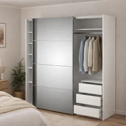 Guardaroba in legno bianco e grigio 182x201h cm - Angri