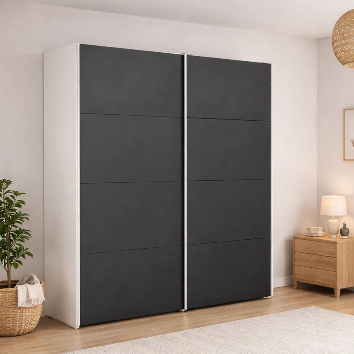 Guardaroba in legno bianco e nero 182x220h cm - Paeng