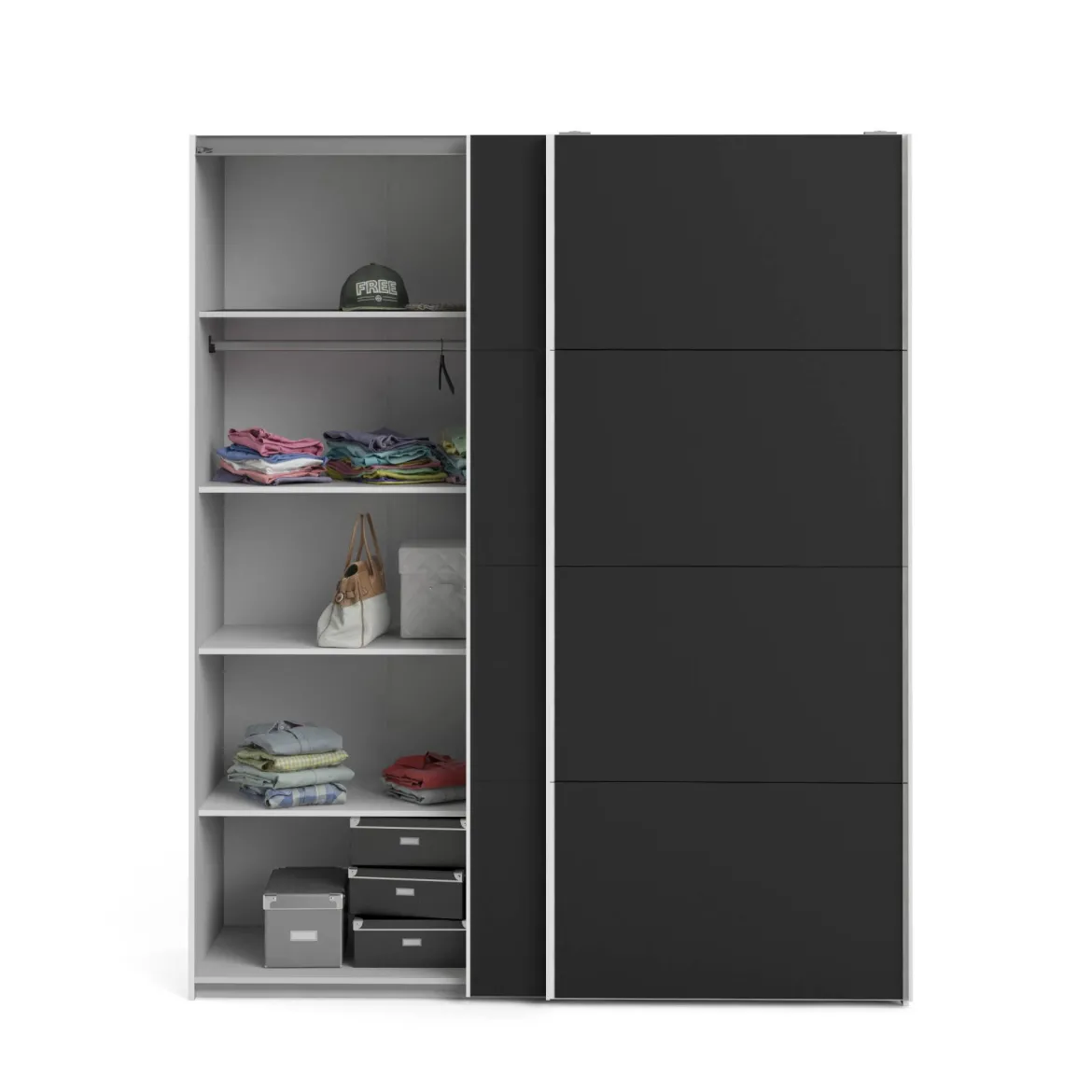 Guardaroba in legno bianco e nero 182x220h cm - Paeng