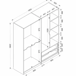Guardaroba in legno bianco e oro 185x208h cm - Odalys