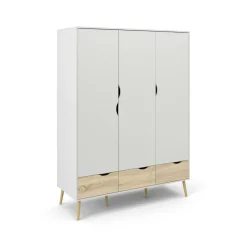 Guardaroba in legno bianco e quercia 147x200h cm - Devota