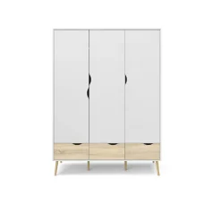Guardaroba in legno bianco e quercia 147x200h cm - Devota