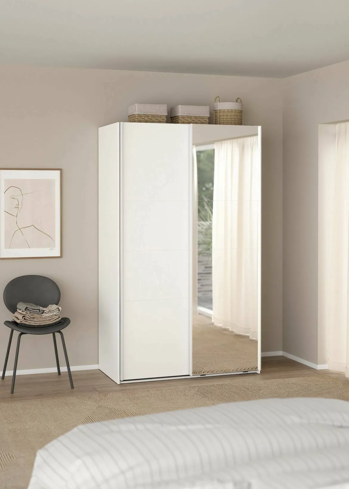 Guardaroba in legno bianco e trasparente 118x200h cm - Teheran