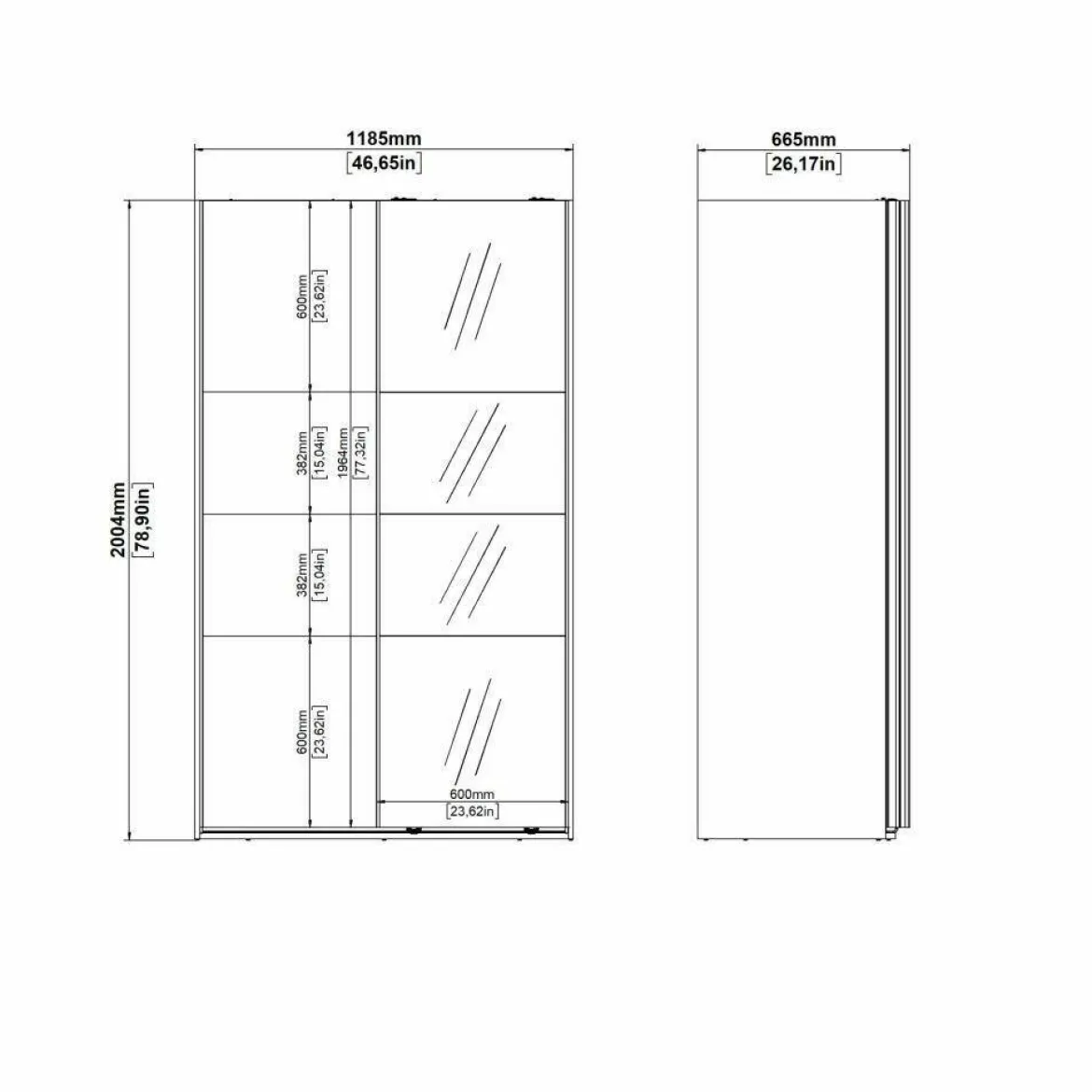 Guardaroba in legno bianco e trasparente 118x200h cm - Teheran