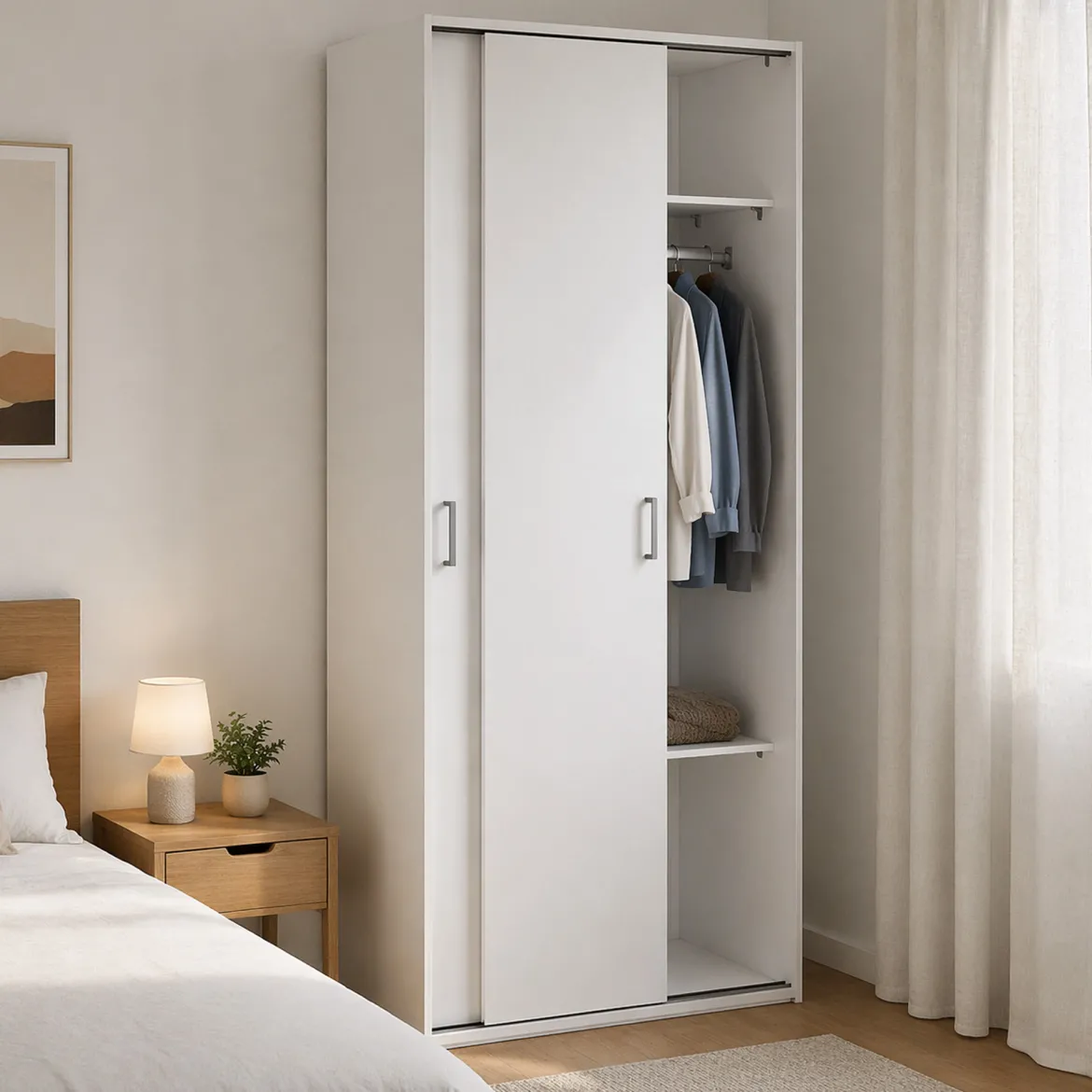 Guardaroba in legno bianco 90x195h cm - Alaysia
