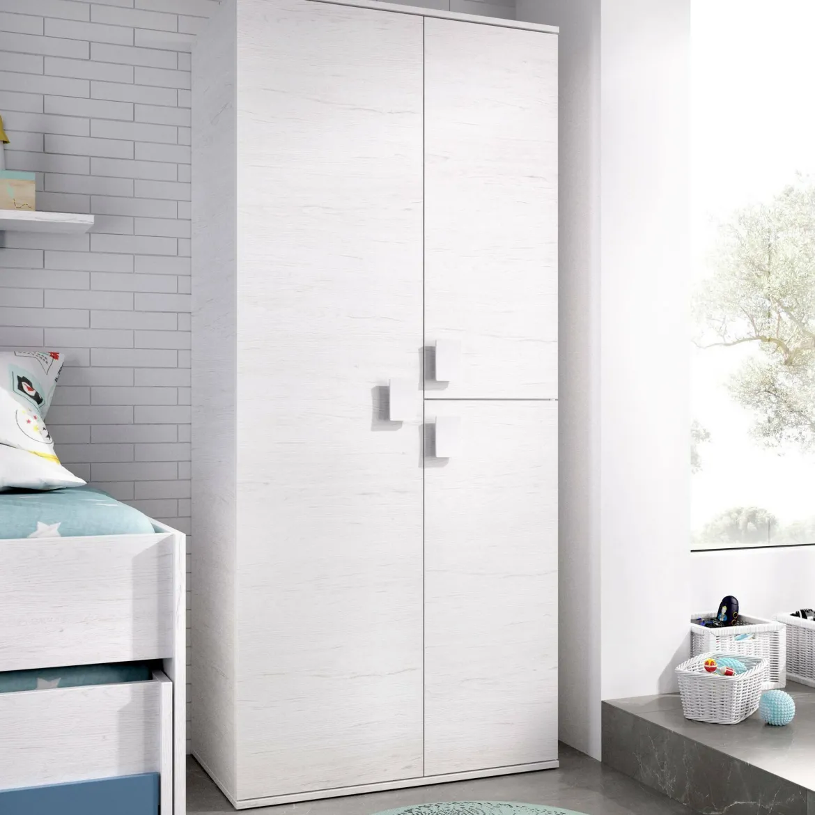 Guardaroba in legno bianco 90x202h cm - Abu