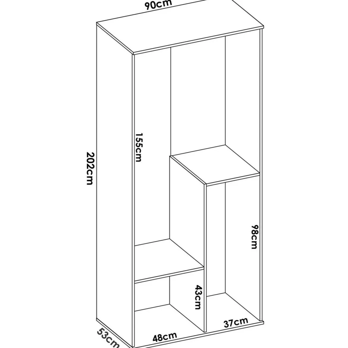 Guardaroba in legno bianco 90x202h cm - Abu