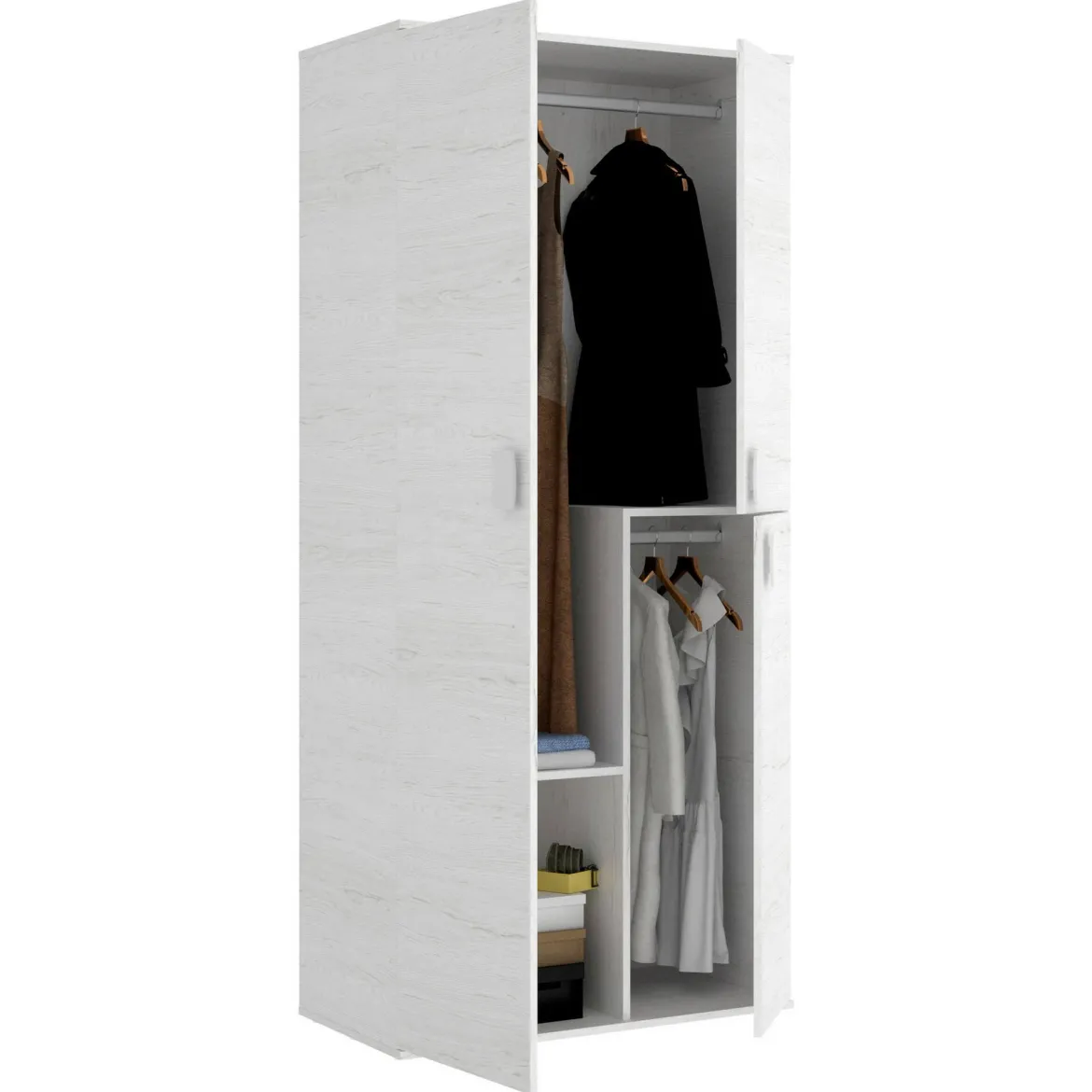Guardaroba in legno bianco 90x202h cm - Abu