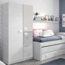 Guardaroba in legno grigio e cemento 90x200h cm - Aronia