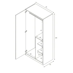 Guardaroba in legno grigio e verde acqua 90x200h cm - Aronia