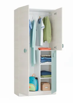 Guardaroba in legno grigio e verde acqua 90x200h cm - Aronia