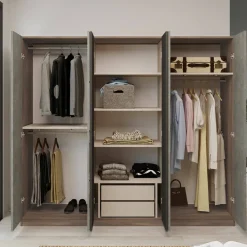 Guardaroba in legno marrone e grigio 207x183h cm - Gaja