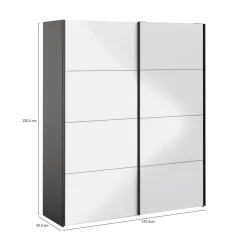 Guardaroba in legno nero e bianco lucido 182x220h cm - Paeng