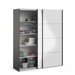 Guardaroba in legno nero e bianco lucido 182x220h cm - Paeng