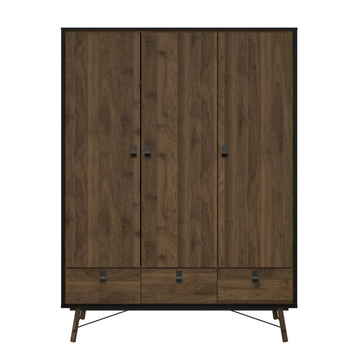 Guardaroba in legno nero e noce 150x200h cm - Virgil