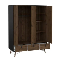 Guardaroba in legno nero e noce 150x200h cm - Virgil