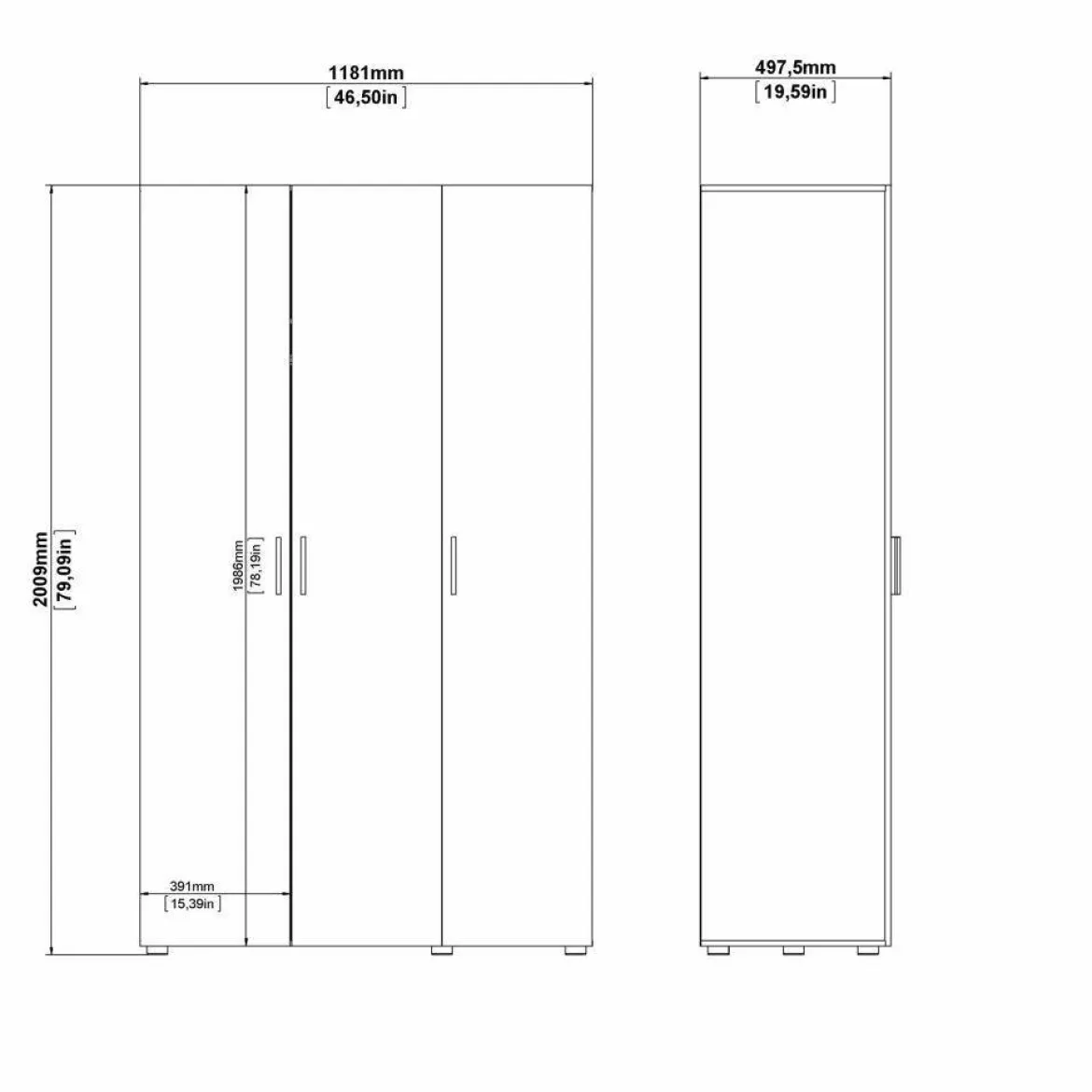 Guardaroba in legno nero 182x220h cm - Paeng