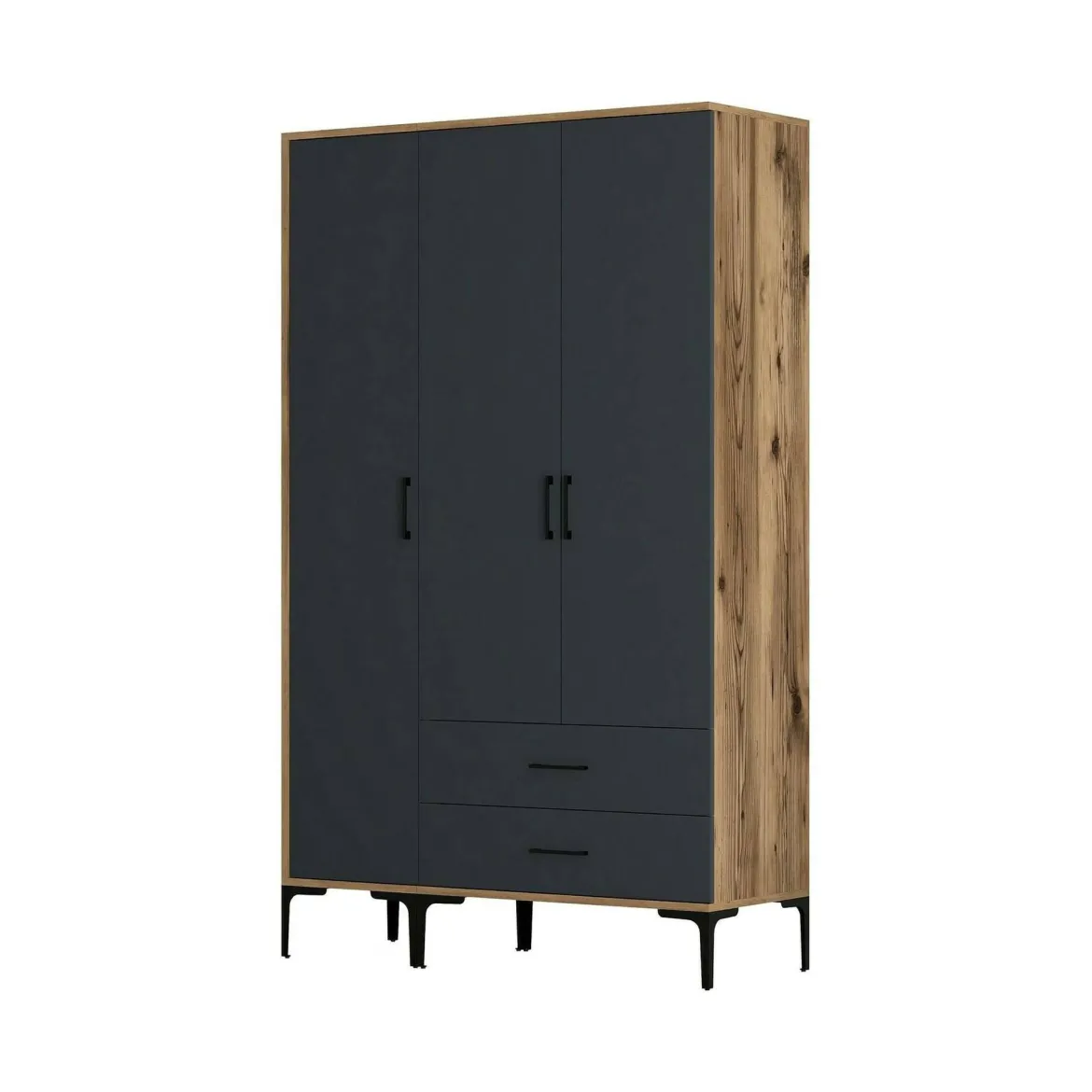 Guardaroba in legno noce e antracite 120x200h cm - Phyan
