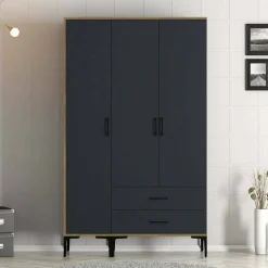 Guardaroba in legno noce e antracite 120x200h cm - Phyan